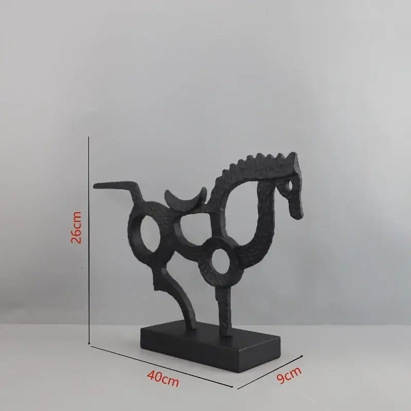 Abstract black geometric couple cast iron sculpture living room decor