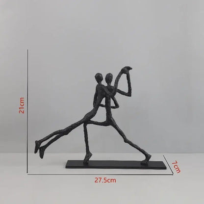 Abstract black geometric couple cast iron sculpture living room decor