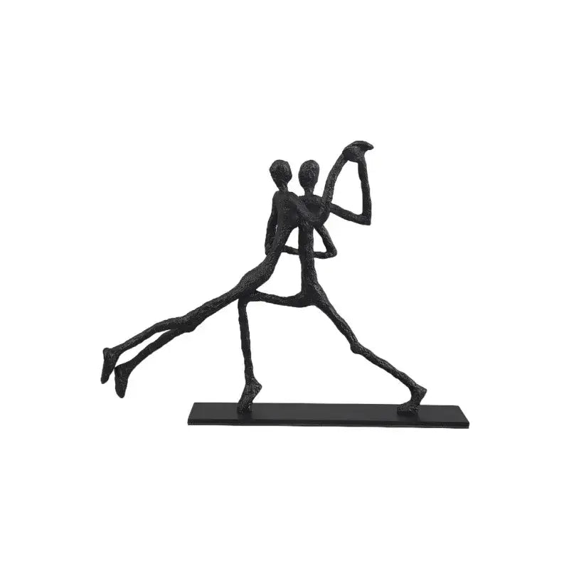 Abstract black geometric couple cast iron sculpture living room decor
