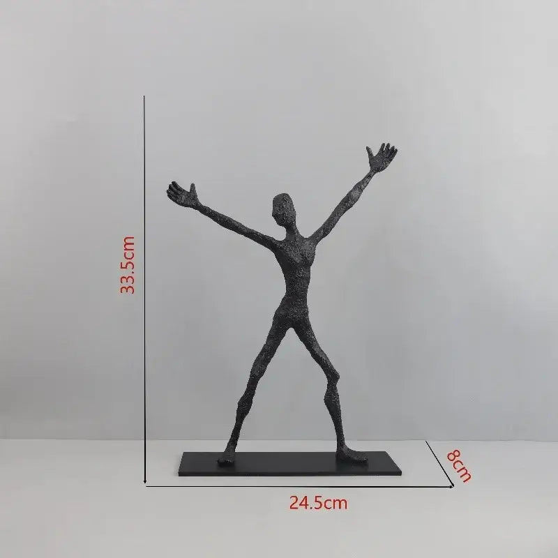 Abstract black geometric couple cast iron sculpture living room decor