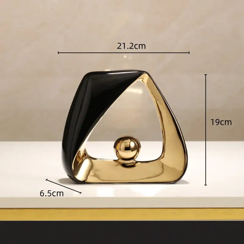 Abstract black & gold geometric triangles sculpture living room decor