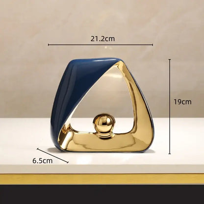 Abstract black & gold geometric triangles sculpture living room decor