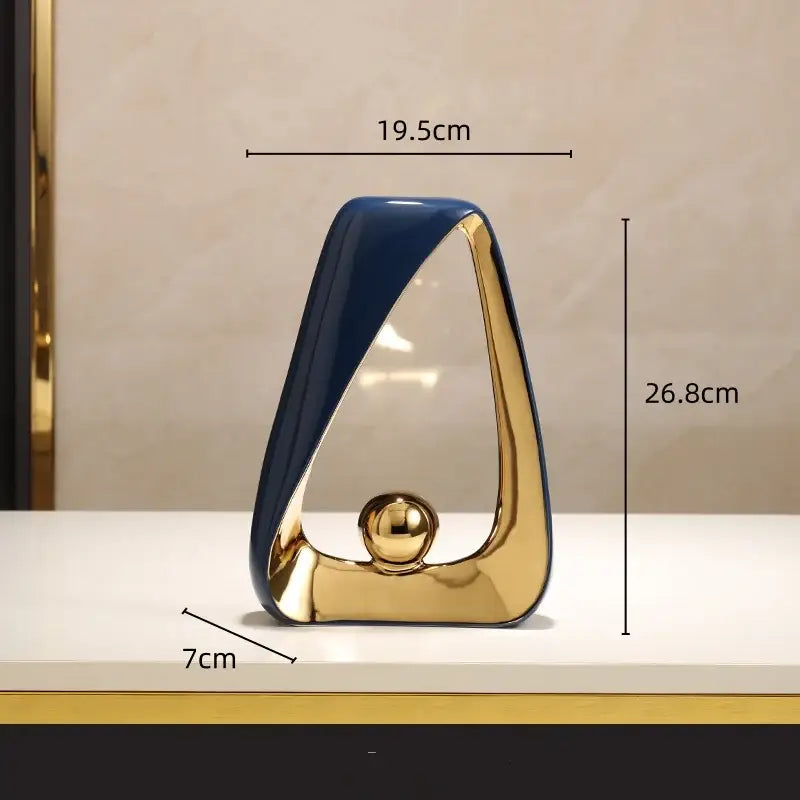Abstract black & gold geometric triangles sculpture living room decor