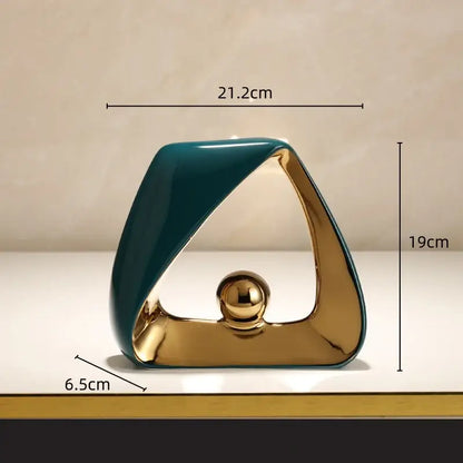 Abstract black & gold geometric triangles sculpture living room decor