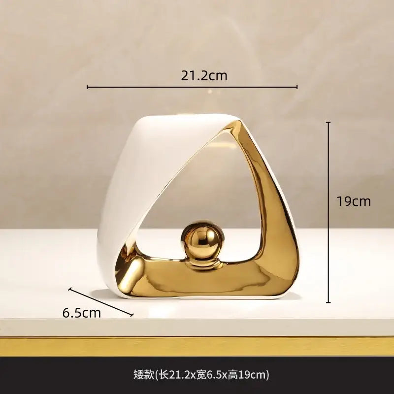 Abstract black & gold geometric triangles sculpture living room decor