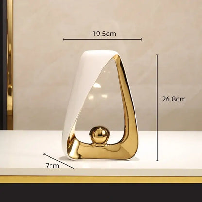 Abstract black & gold geometric triangles sculpture living room decor