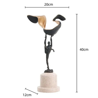 Abstract black & gold gymnast metal handicraft figure living room decor