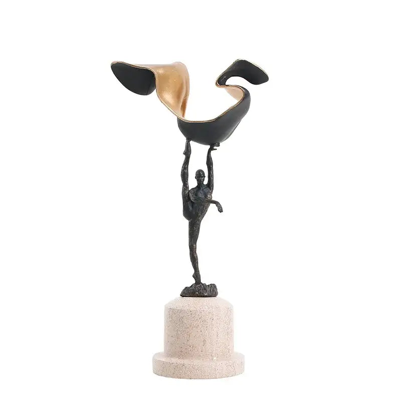 Abstract black & gold gymnast metal handicraft figure living room decor