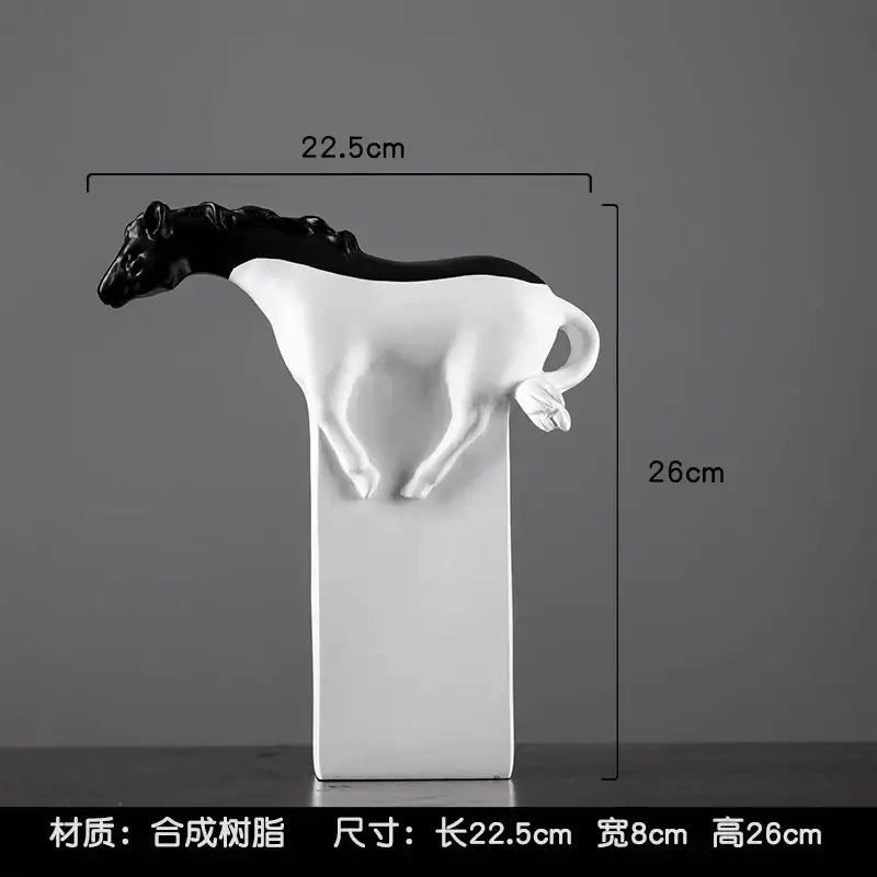 Abstract black & gold horse sculpture – living room figurine
