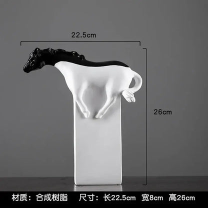 Abstract black & gold horse sculpture – living room figurine