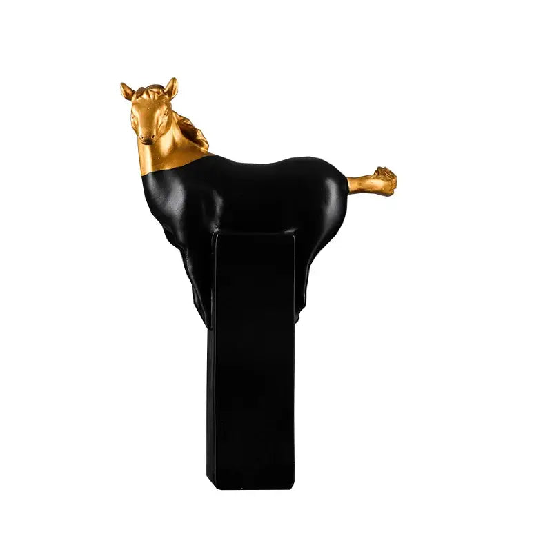 Abstract black & gold horse sculpture – living room figurine