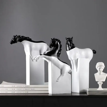 Abstract black & gold horse sculpture – living room figurine