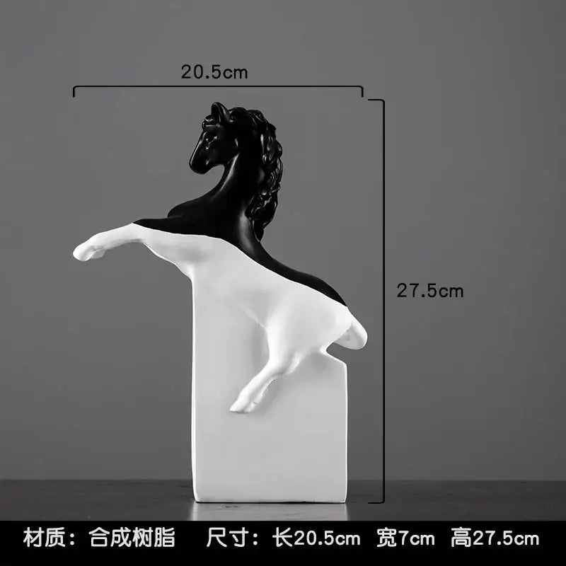 Abstract black & gold horse sculpture – living room figurine