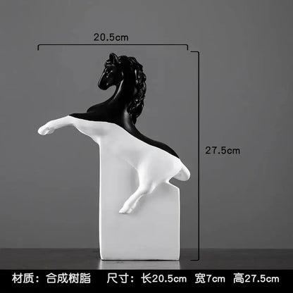 Abstract black & gold horse sculpture – living room figurine