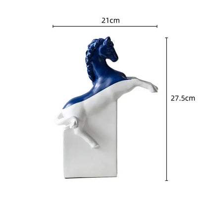 Abstract black & gold horse statue – living room resin sculpture