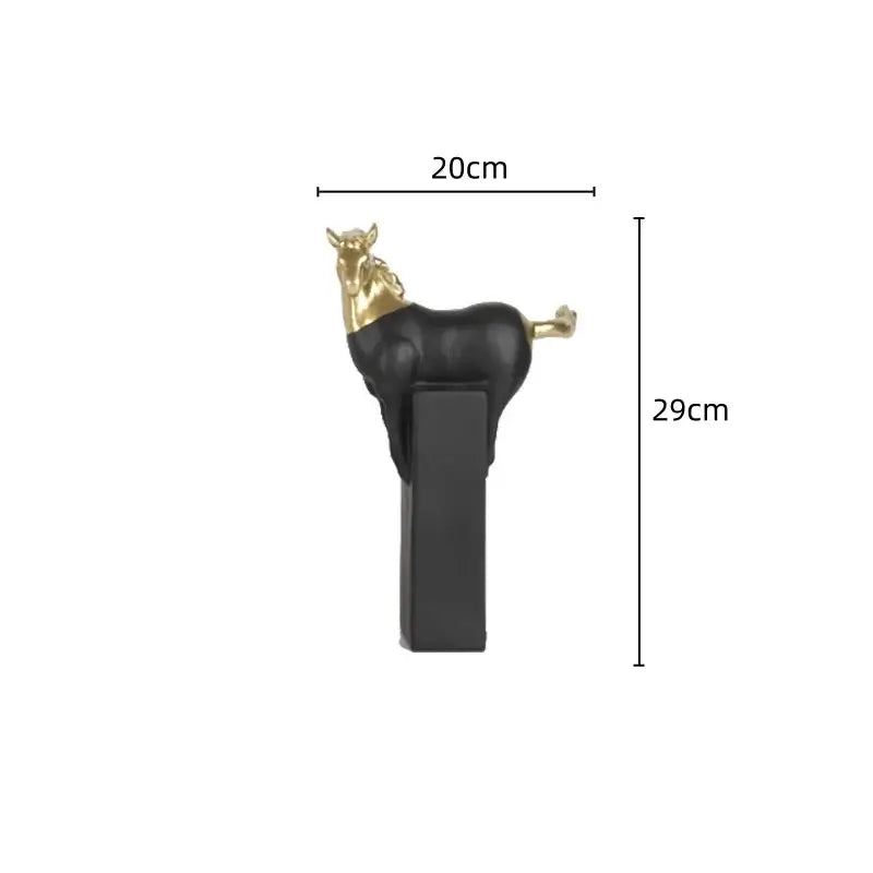 Abstract black & gold horse statue – living room resin sculpture