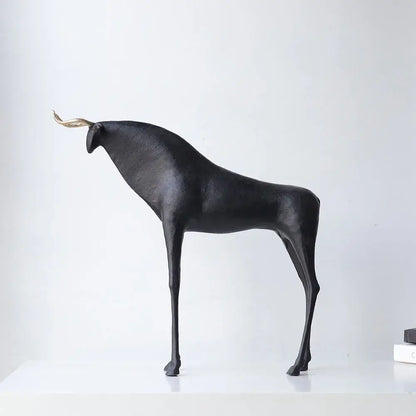 Abstract black & gold iron horse figurine living room bull decor