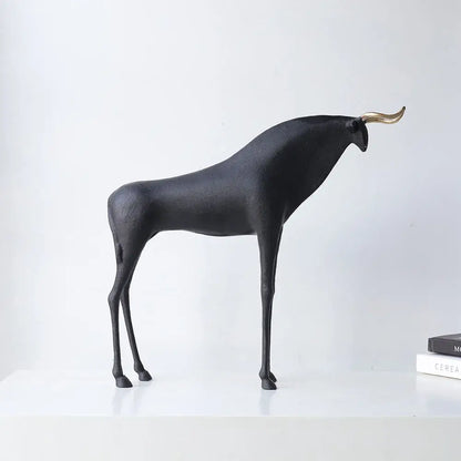 Abstract black & gold iron horse figurine living room bull decor