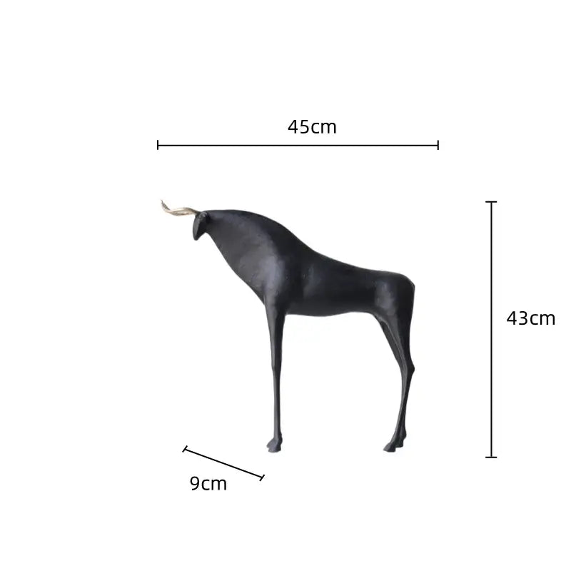Abstract black & gold iron horse figurine living room bull decor