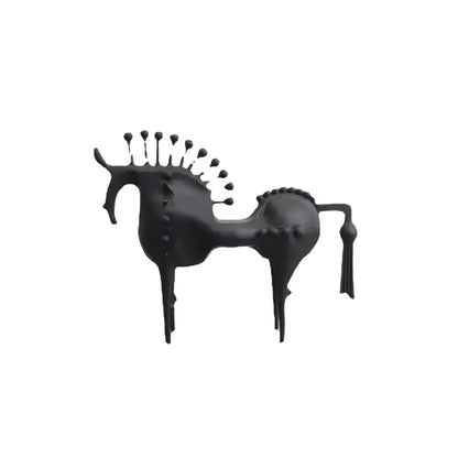Abstract black horse metal sculpture living room decorative figurine
