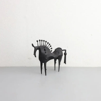 Abstract black horse metal sculpture living room decorative figurine