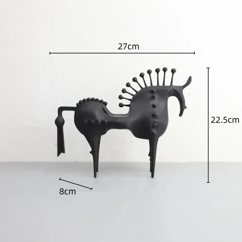 Abstract black horse metal sculpture living room decorative figurine