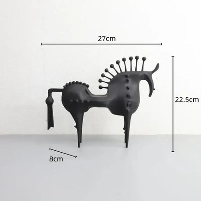 Abstract black horse metal sculpture living room decorative figurine