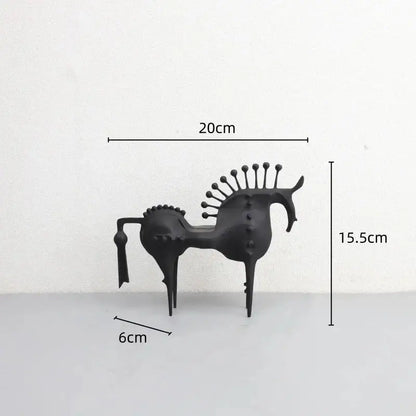 Abstract black horse metal sculpture living room decorative figurine