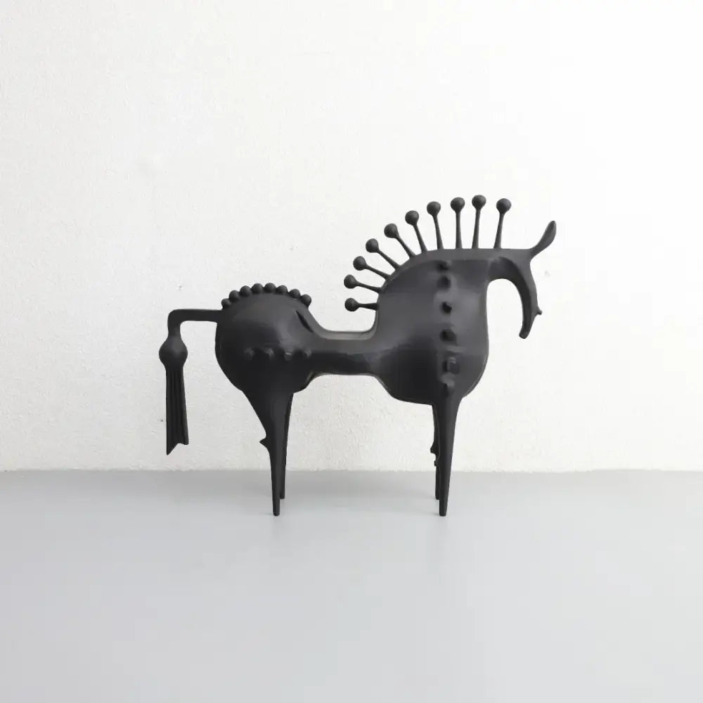 Abstract black horse metal sculpture living room decorative figurine