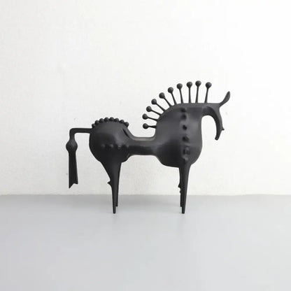 Abstract black horse metal sculpture living room decorative figurine