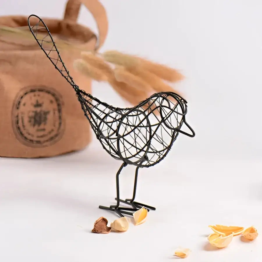 Abstract black iron bird figurines living room woven sculpture