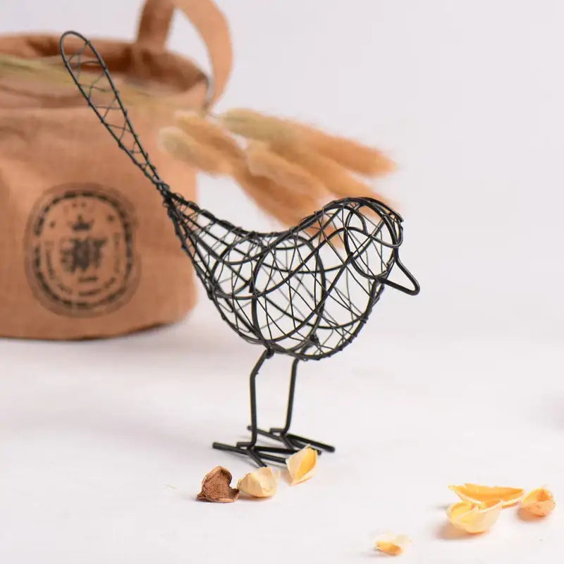 Abstract black iron bird figurines living room woven sculpture