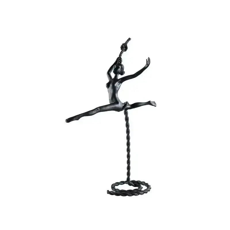 Abstract black metal ballerina dancer sculpture living room decor
