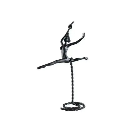 Abstract black metal ballerina dancer sculpture living room decor
