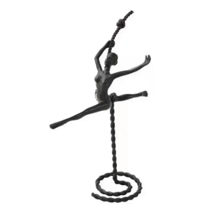 Abstract black metal ballerina dancer sculpture living room decor