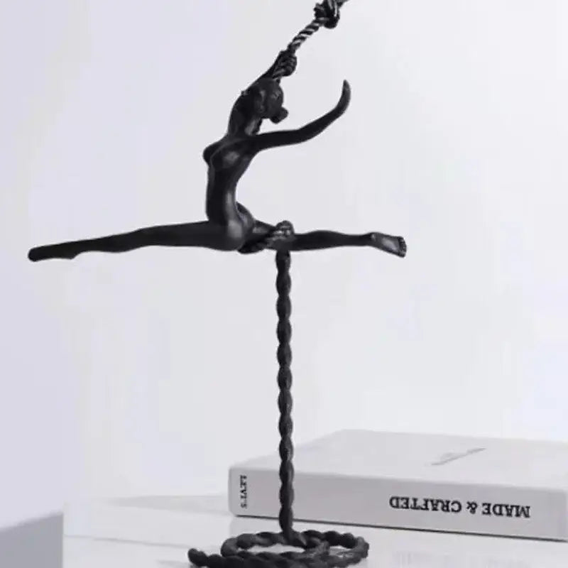 Abstract black metal ballerina dancer sculpture living room decor