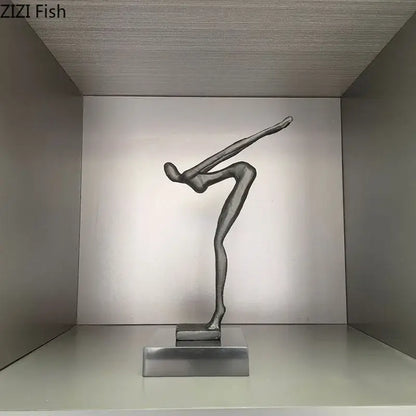 Abstract black metal gymnast statue desk ornament living room decor