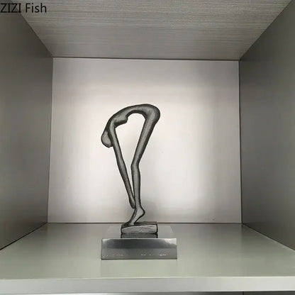 Abstract black metal gymnast statue desk ornament living room decor