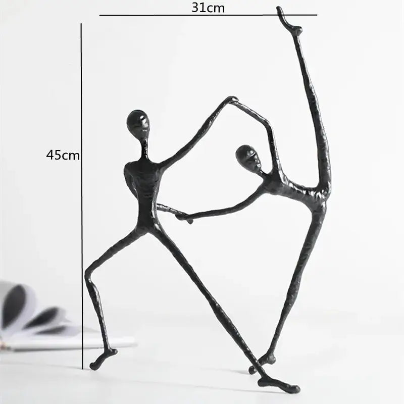 Abstract black metal sports figure sculpture living room decor