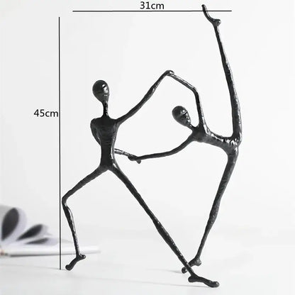 Abstract black metal sports figure sculpture living room decor