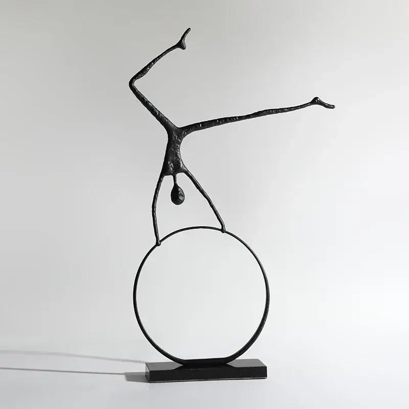 Abstract black metal sports figure sculpture living room decor