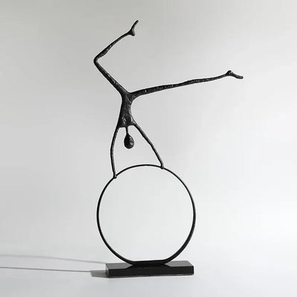 Abstract black metal sports figure sculpture living room decor