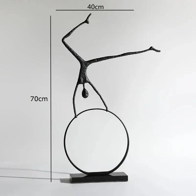 Abstract black metal sports figure sculpture living room decor