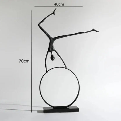 Abstract black metal sports figure sculpture living room decor