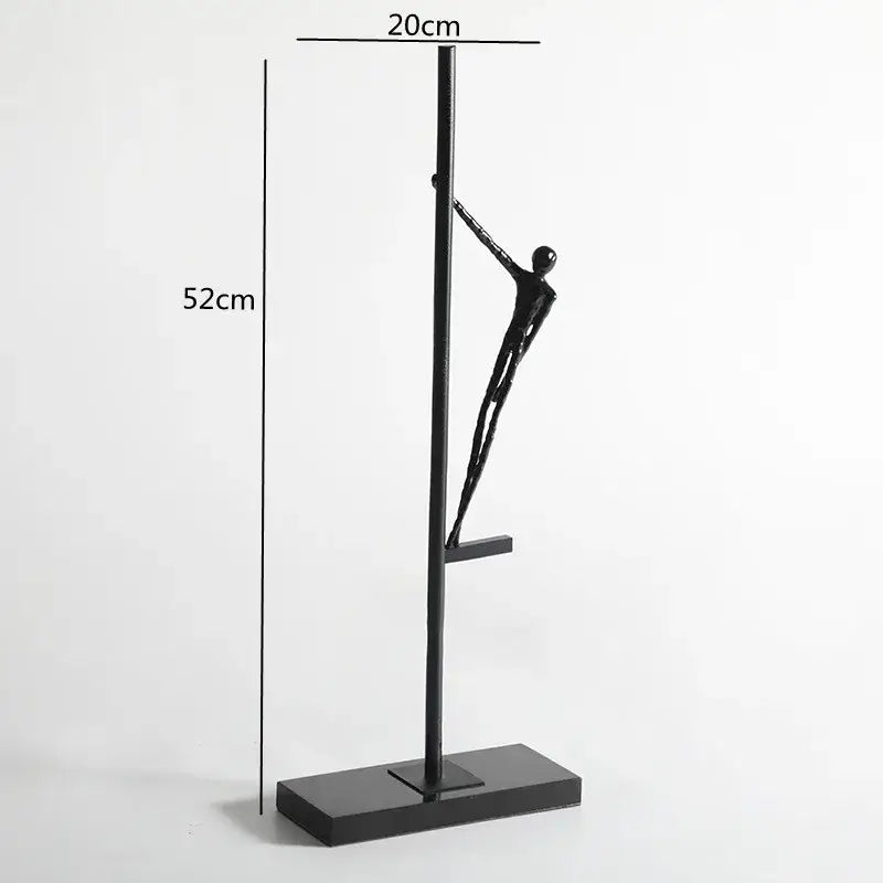 Abstract black metal sports figure sculpture living room decor