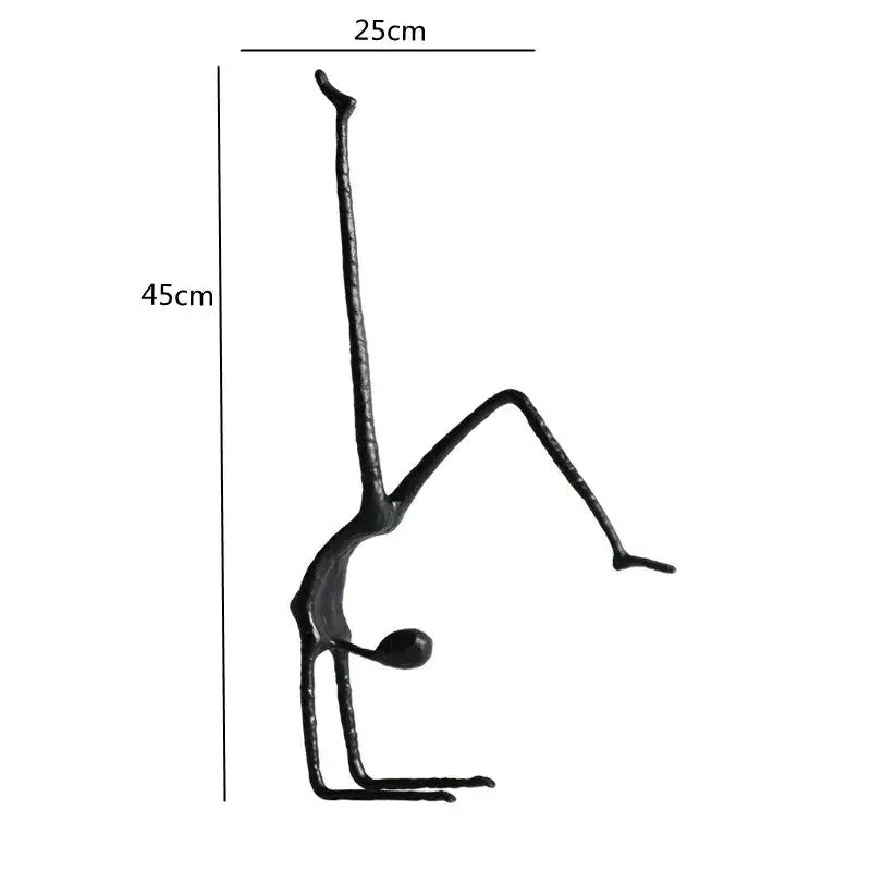 Abstract black metal sports figure sculpture living room decor