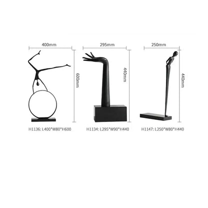 Abstract black metal sports figure sculpture living room decor