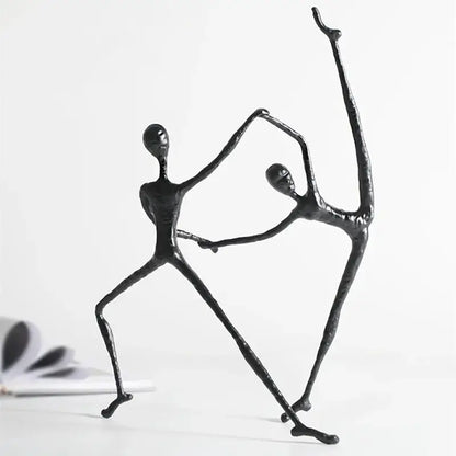 Abstract black metal sports figure sculpture living room decor