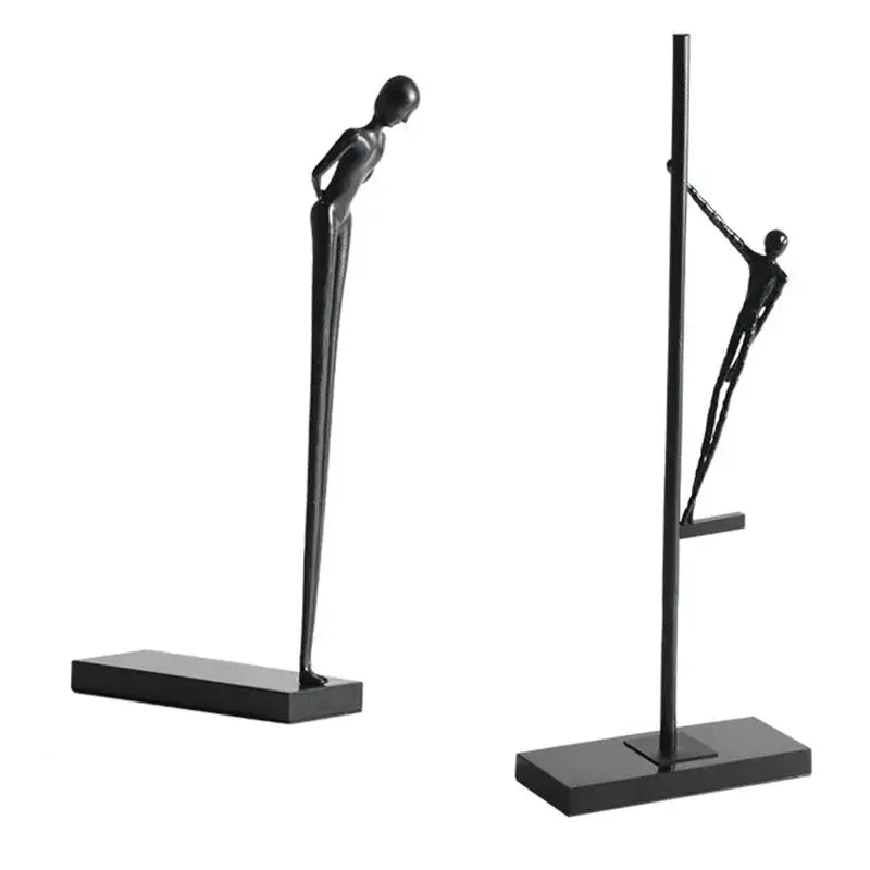 Abstract black metal sports figure sculpture living room decor
