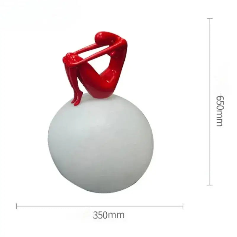 Abstract black & red ball holding character resins lamp living room